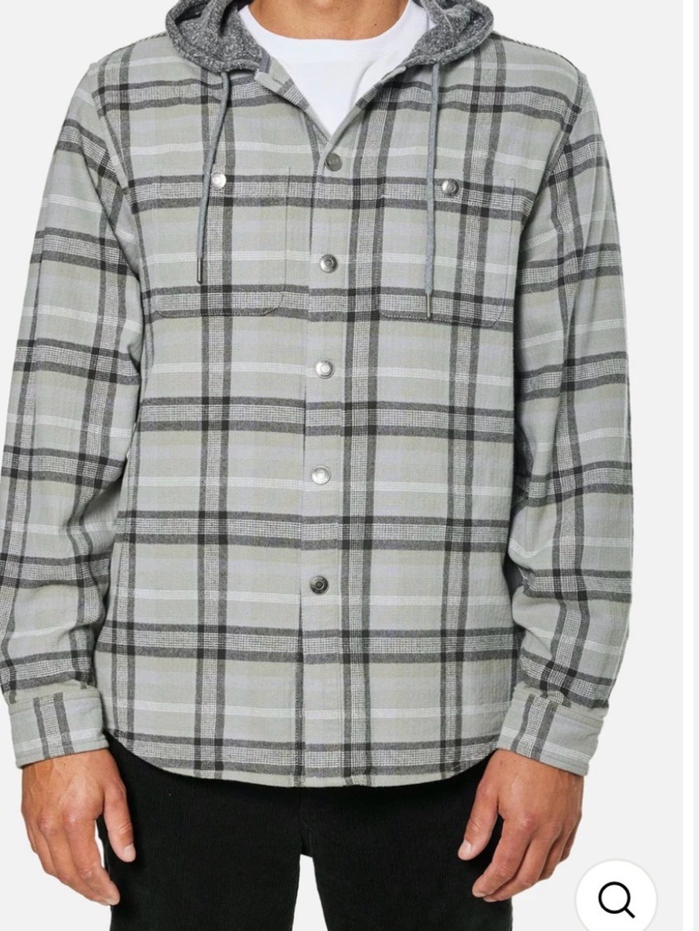 EUC Katin Hooded Shacket Shirt Jacket Men's Small Plaid Shacket Surf Skate Gray